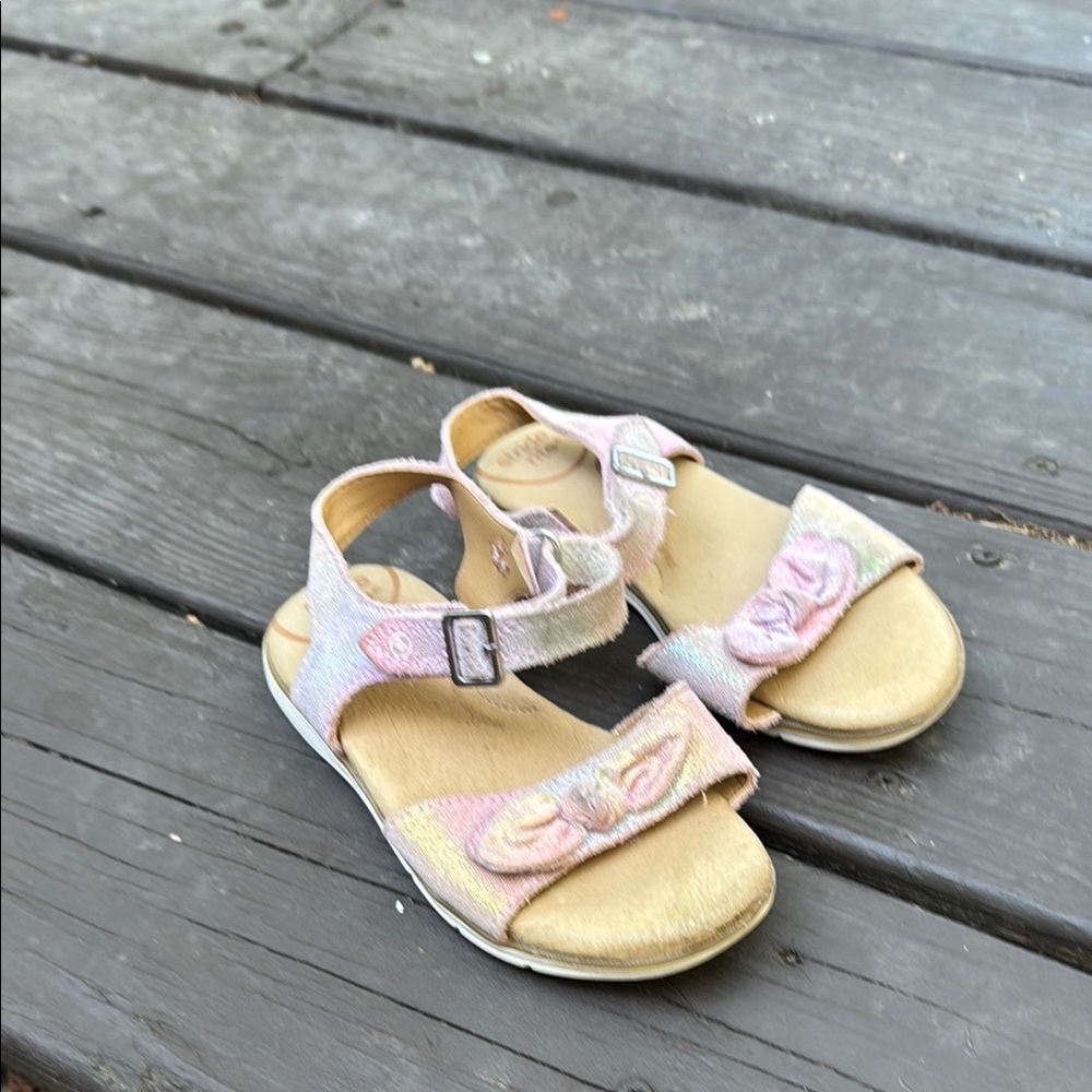 Stride Rite Girls Metallic Leather Sandals with Bow Accent size 10W
